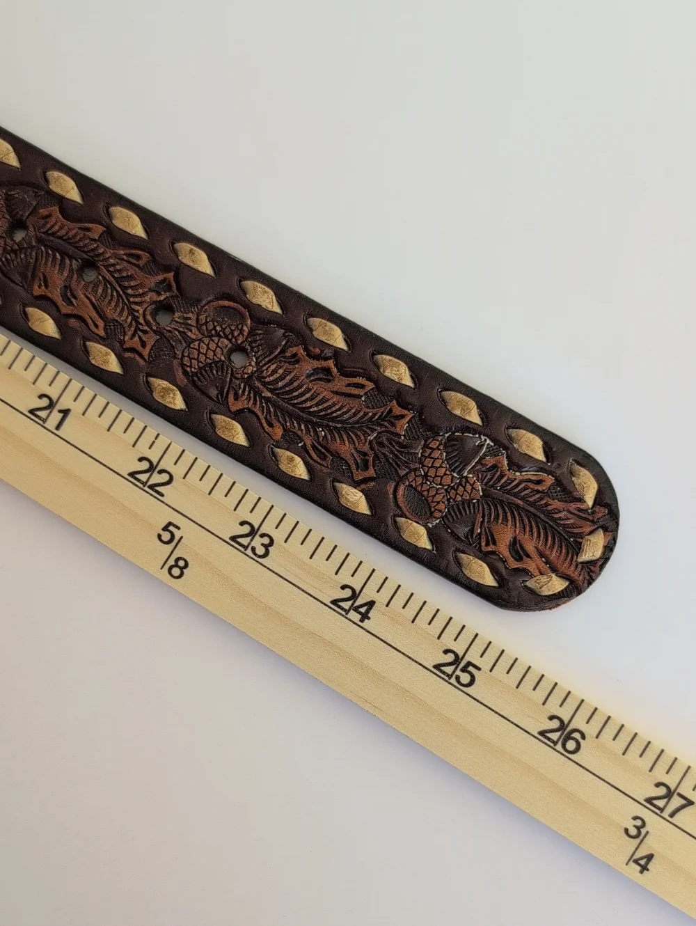 Hand-Tooled Brown Leather Child's Name Belt 